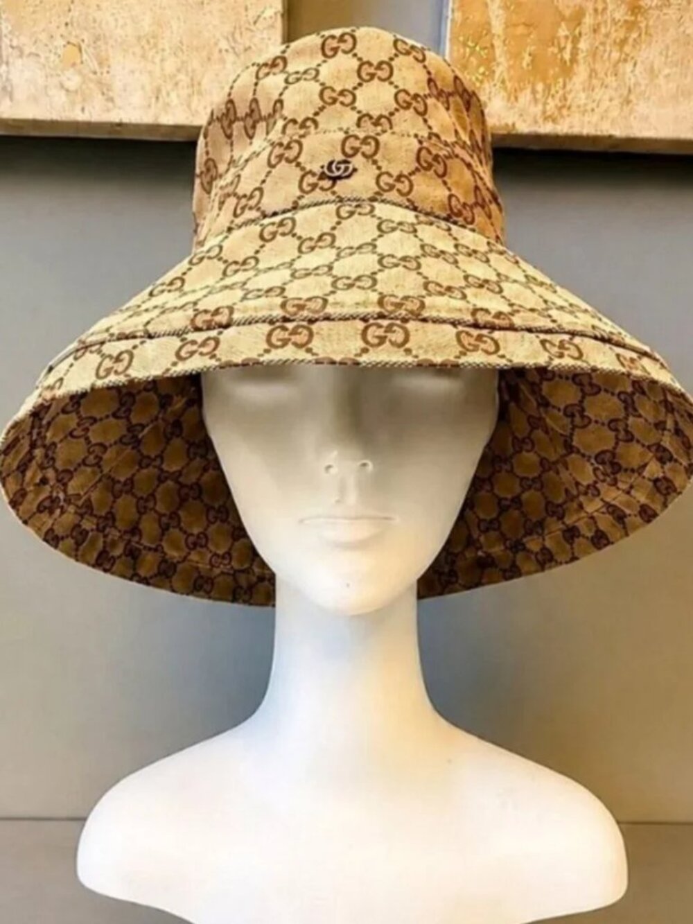 Gucci GG Monogram Wide Brim Bucket Sun Hat